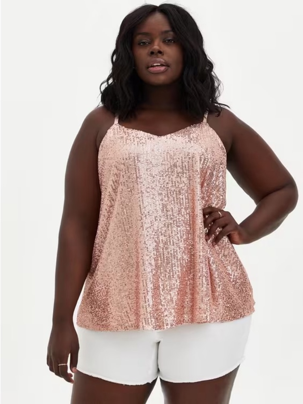 Torrid Sophie Rose Gold Sequin Camisole Tank Top Size 2 / 2X Sparkle Party